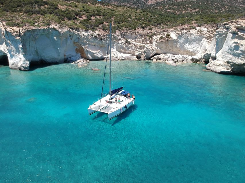 Milos: Full-Day Catamaran Cruise with Paddle Board - Kleftiko: arches, caves, and the best swim