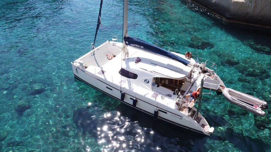 Milos: Full day Milos and Poliegos Catamaran Cruise - Sykia Cave and the volcanic coast