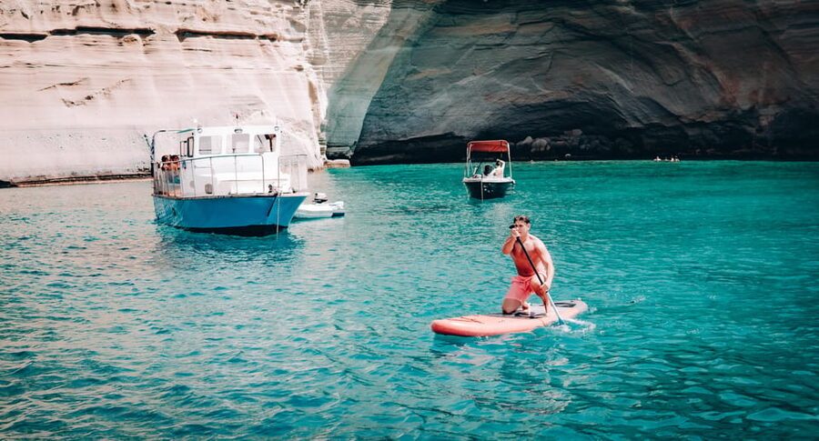 Milos: Kleftiko Morning Catamaran Cruise with Lunch & Drinks - Cape Vani and Sykia Cave