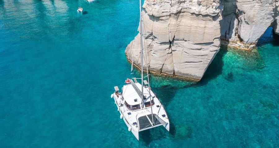 Milos: Kleftiko Morning Catamaran Cruise with Lunch & Drinks - Klima’s Colorful Boathouses