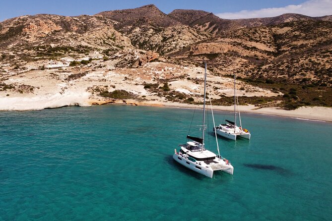 Milos & Poliegos Catamaran Cruise Homemade Full menu BBQ & Drinks - A full day on the water from Adamas