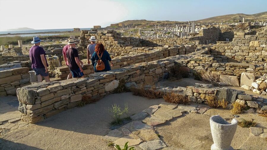Mykonos Catamaran Delos Rhenia semi private cruise - The Delos stop: ancient ruins with a strict time limit