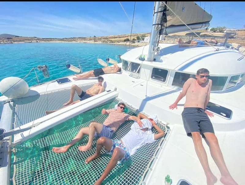 Mykonos: Rhenia Island Catamaran Cruise with Meal and Drinks - The return cruise to Mykonos