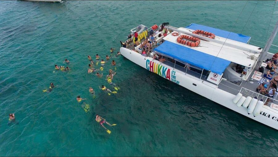 Ocho Rios: Catamaran Sail & Snorkel + Dunn's River Climb - Catamaran sailing and snorkeling off Ocho Rios