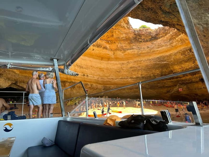 Portimão: Benagil Caves & Golden Coast Eco Catamaran Tour - A summer swim stop, with one important exception