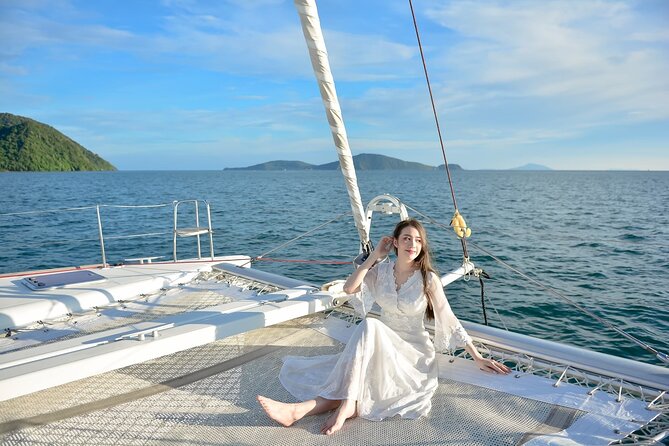 Private Catamaran Yacht to Maiton and Coral with sunset cruise - Maiton Island for dolphins, snorkeling, and fishing