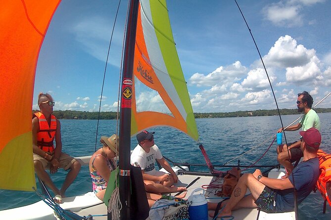 Private Eco-Tour on a Recreational Catamaran with Kayaks Included - A small catamaran is the right size for Bacalar Lagoon