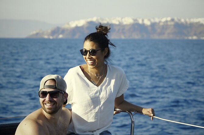 Private Luxury Santorini Catamaran Cruise with Port Pickup - Lunch beside the volcanic islands