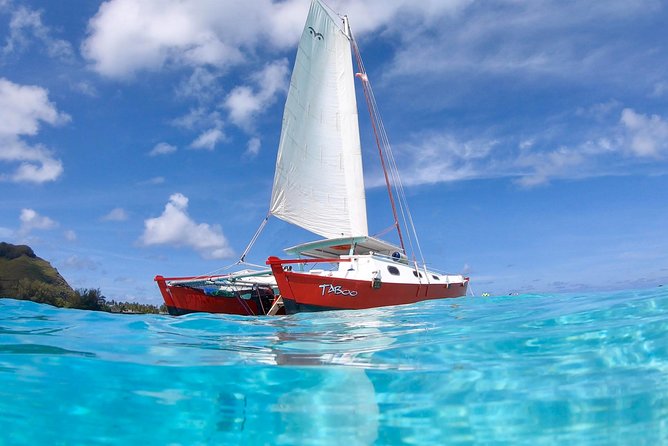 PRIVATE Sunset Tour: Moorea Snorkeling on a Catamaran named Taboo - Sunset from the overwater net