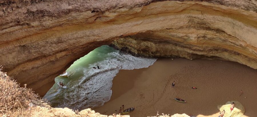 Quarteira: Benagil Cave Guided Catamaran Day Cruise & Drink - The coast between Vilamoura and Benagil