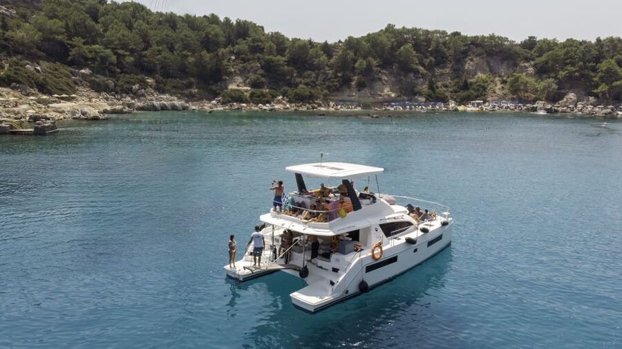 Rhodes: All-Inclusive Catamaran Cruise with Lunch and Drinks - Anthony Quinn Bay, clear water and busy fish
