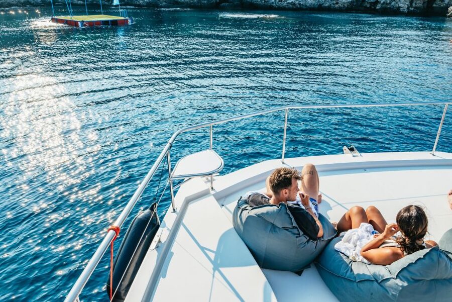 Rhodes: Sunset Catamaran Cruise with Dinner Buffet & Drinks - Kallithea Bay: Swim Before Dinner