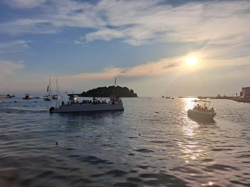 Rovinj: Sunset & dolphin group tours with Catamaran - Rovinj from the sea at the end
