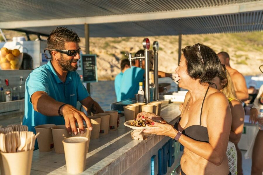 S'Arenal: Sunset Catamaran Cruise with BBQ - Sunset views from the return route