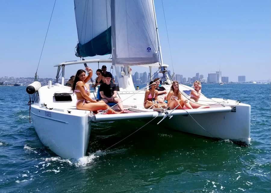 San Diego Bay: 2.5 hour Pure Catamaran Sailing Cruise - Leaving Sunroad Marina on Harbor Island