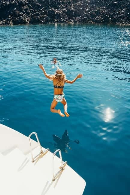 Santorini: All-Inclusive Private Catamaran Experience - A fresh Greek meal with an open bar