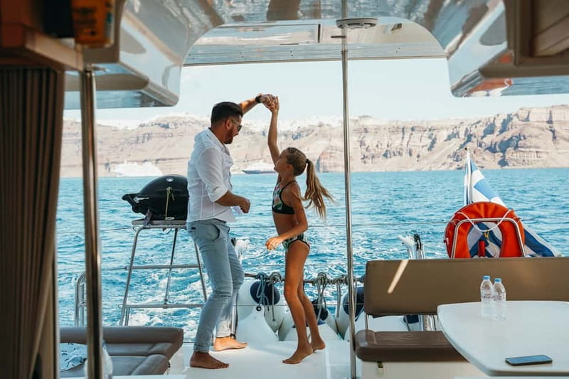 Santorini: All-Inclusive Private Catamaran Experience - What the crew and private setting add