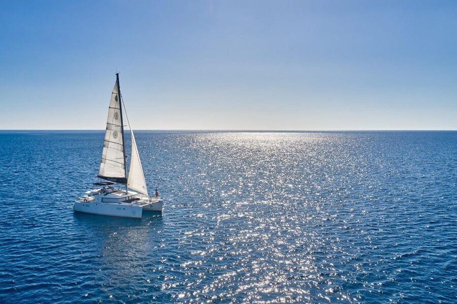 Santorini: Caldera Classic Catamaran Cruise w/ Meal & Drinks - Nea Kameni and the volcanic water