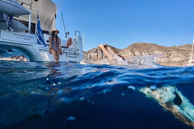 Santorini: Caldera Private Catamaran Cruise with Meal & Drinks - The volcano and sulfur springs