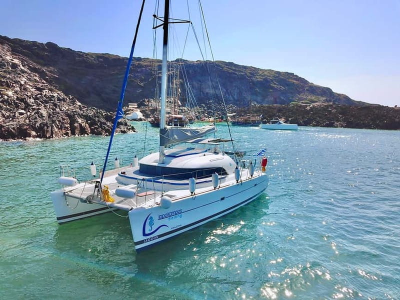 Santorini: Catamaran Cruise with Food and Drinks - Mesa Pigadia is where the day settles into its best rhythm