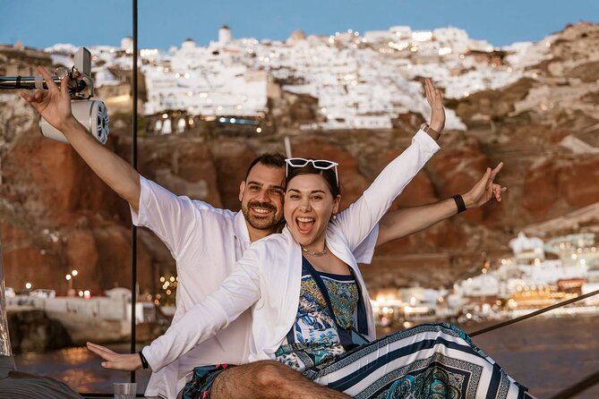 Santorini Catamaran Cruise with Greek Meal, Open-Bar and Sunset - Santorini from the water, not just from the cliffs