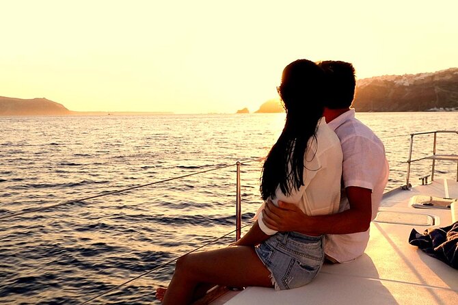 Santorini Catamaran Cruise with Greek Meal, Open-Bar and Sunset - Hot springs at Palea Kameni