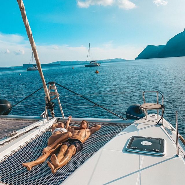 Santorini: Catamaran Cruise with Meal & Open Bar - What you eat and drink on board