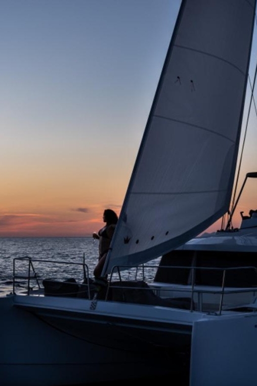 Santorini Catamaran Sunset Skyline Cruise - Entering the Caldera near the volcano