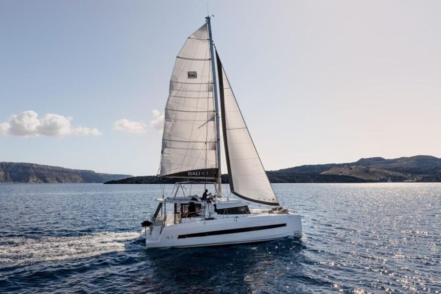 Santorini Catamaran Sunset Skyline Cruise - Swimming at Palea Kameni’s hot springs