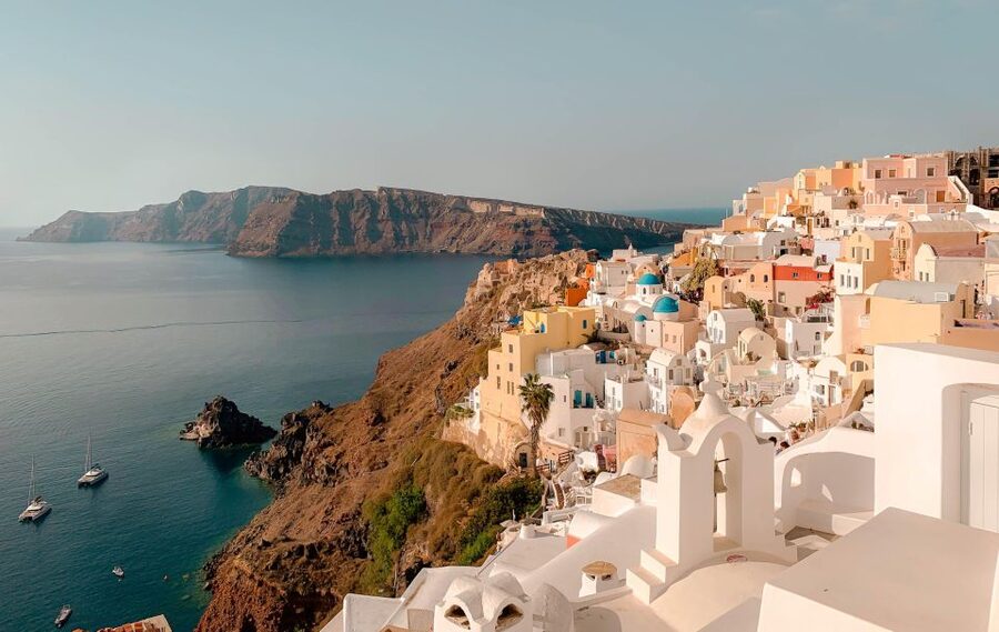 Santorini Catamaran Sunset Skyline Cruise - A Greek lunch cooked onboard