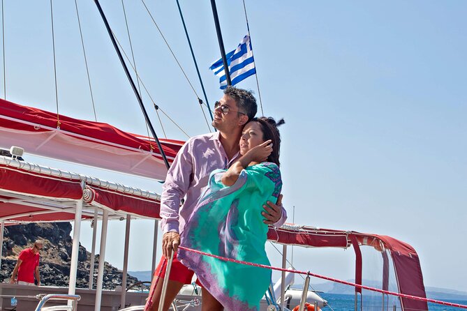 Santorini Cruise on Catamaran with BBQ & Open Bar - What the catamaran feels like on board