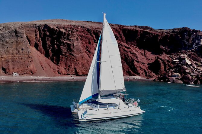 Santorini: Full-Day Catamaran Cruise, with Food|Drinks - The hot springs stop near Santorini’s volcano