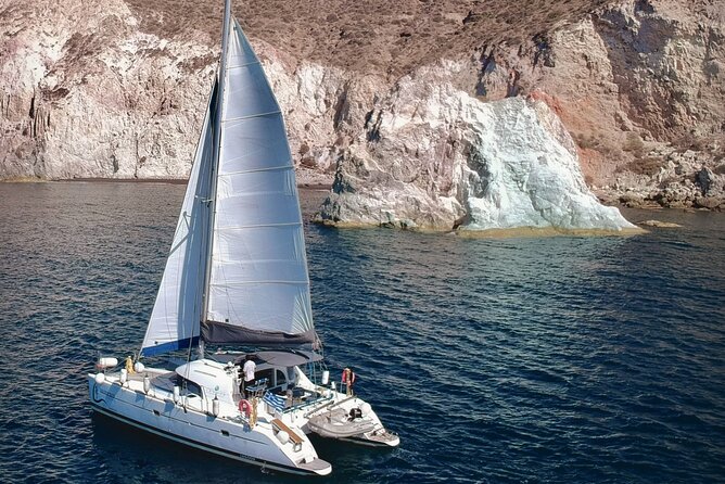 Santorini: Full-Day Catamaran Cruise, with Food|Drinks - Ios brings the main swim and lunch break