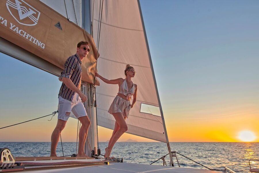 Santorini Gold Catamaran Cruise with Snorkel, BBQ & Open Bar - The volcano hot springs and what to wear