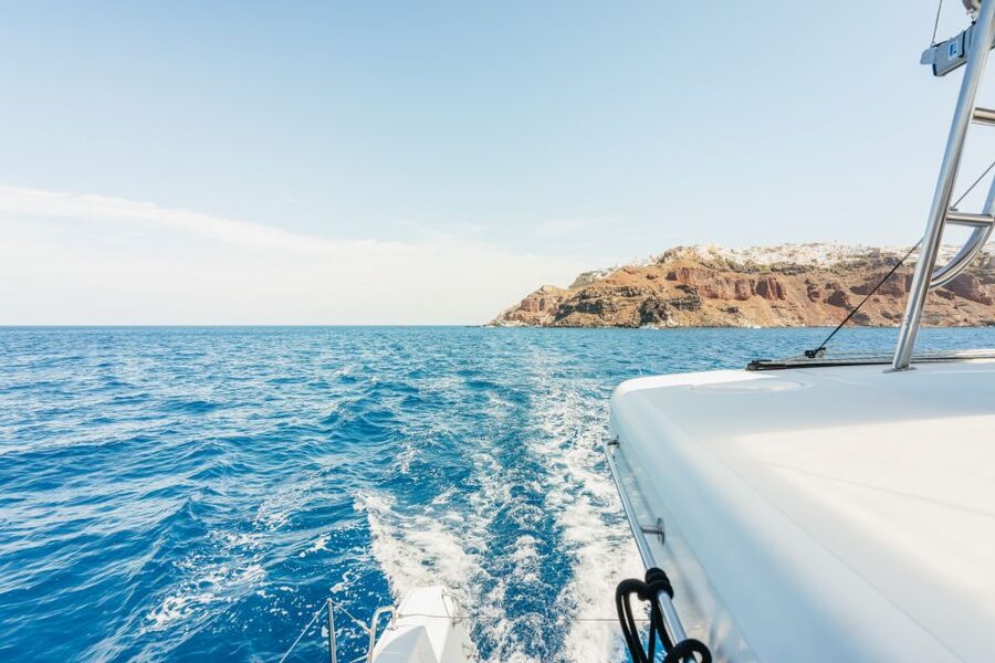 Santorini: Luxury Catamaran Day Trip with Meal and Open Bar - The volcanic hot springs near Palia Kameni