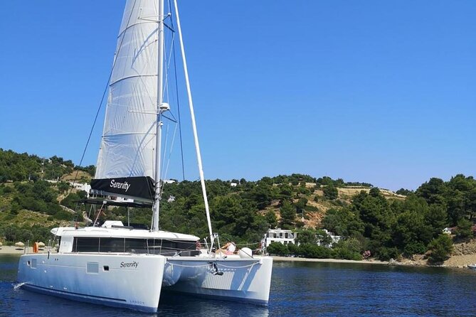 Santorini Oia: Private Sunset Catamaran Cruise with BBQ & Drinks - Thirassia, a quieter island near Oia