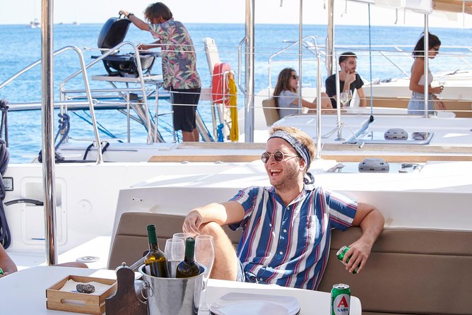Santorini Platinum Catamaran Cruise with Meal, BBQ and Open Bar - The volcanic hot springs near Santorini Volcano
