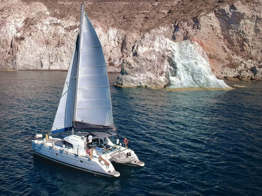 Santorini: Private All-In Catamaran Cruise, with Food|Drinks - Red Beach and White Beach from the sea