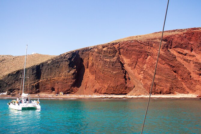 Santorini Sailing Catamaran Daily Cruises w/ Greek BBQ @Thirasia - White Beach, Mesa Pigadia, and the Akrotiri Lighthouse