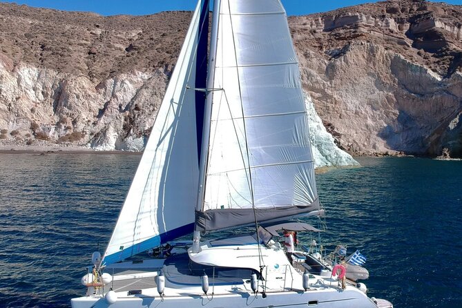Santorini Sunset:Private All-In Catamaran Cruise (Food&Drinks) - Mesa Pigadia, snorkeling, and a proper meal