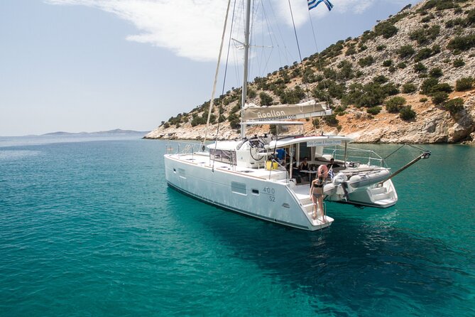 Shared Catamaran All inclusive-Day Cruise to Naxos or Paros - Swimming and snorkeling in clear Cycladic water