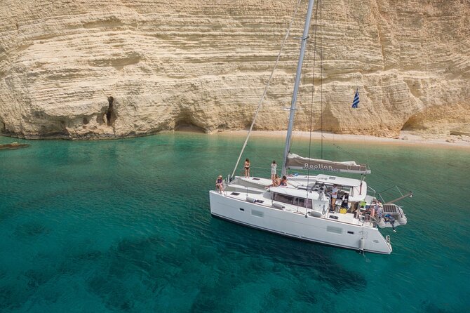 Shared Catamaran All inclusive-Day Cruise to Naxos or Paros - A traditional lunch from the tiny galley