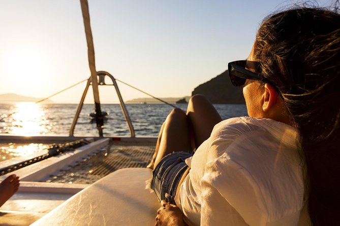 Shared Catamaran Romantic Sunset Cruise from Santorini via Volcano - Oia sunset from the water