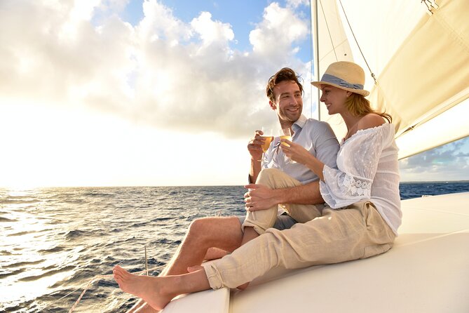 Small Group Santorini Catamaran Cruise with BBQ - Black Mountain, the lighthouse, and the caldera