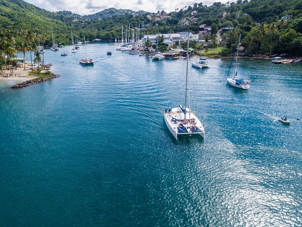 St Lucia Catamaran Day Sailing and Sightseeing Tour - Soufriere Bay and the Pitons from the sea