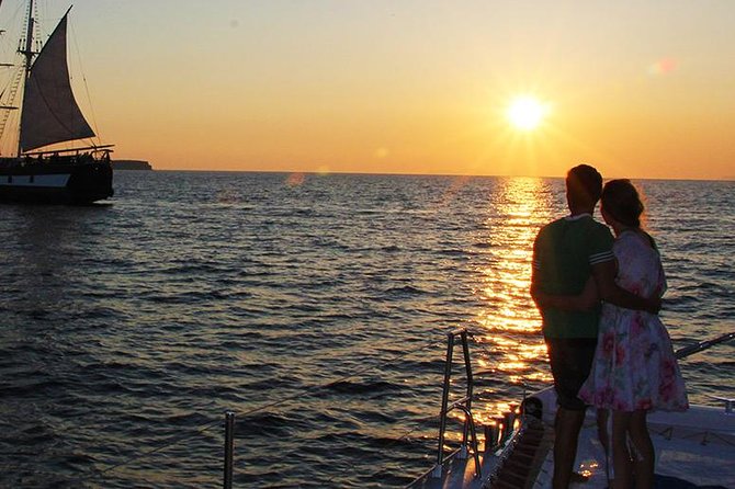 Sunset Sailing Catamaran Cruise in Santorini with BBQ and Drinks - The Hot Springs stop near Palea Kameni