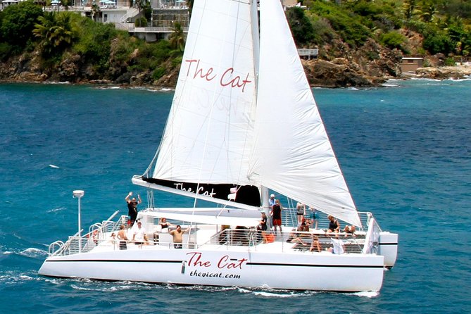 Turtle Cove Catamaran Snorkel and Sail at Little Buck Island STT - Sailing from Frenchman’s Cove to Little Buck Island