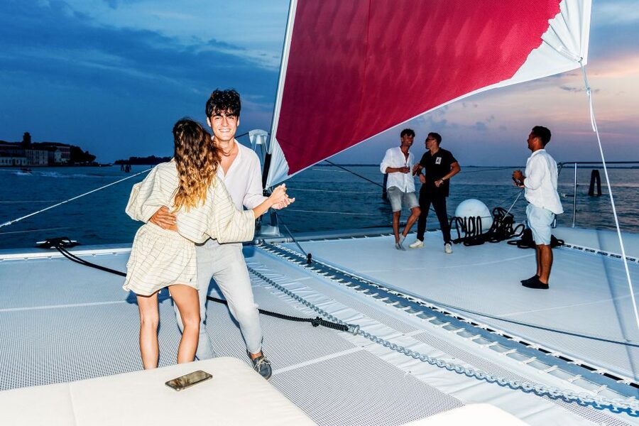 Venice: Catamaran Sunset Jazz Cruise with Aperitivo - Cruising San Marco Bay as the light changes