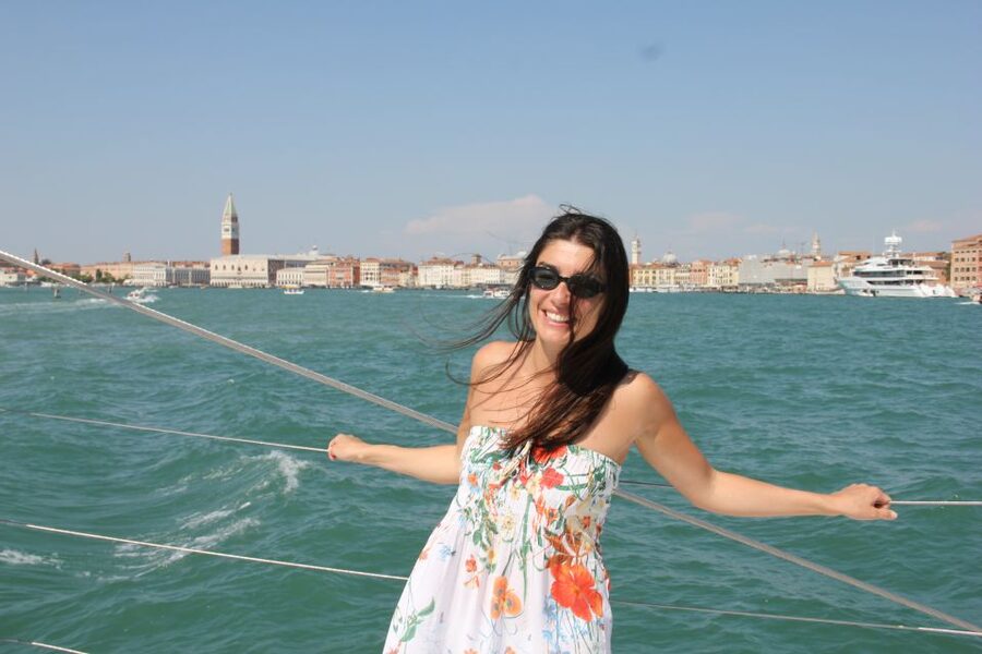 Venice: Lagoon Catamaran Cruise with Music and Drinks - Finding the red sails at Riva dei Sette Martiri