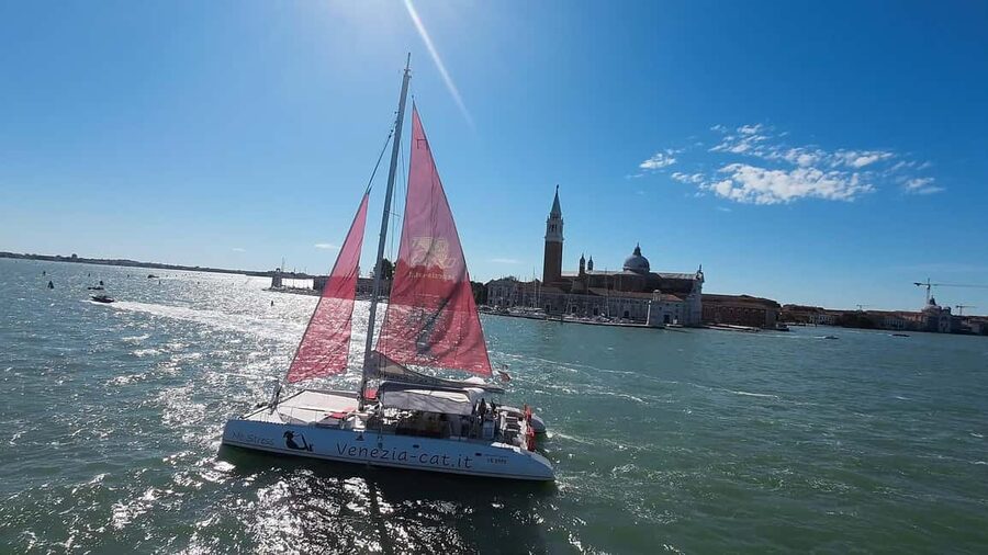 Venice: Lagoon Catamaran Tour with Classical Music & Drinks - Crossing Toward Lido